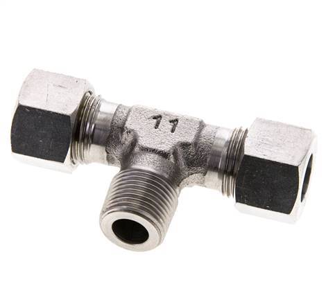 12L & R3/8'' Stainless Steel T-Shape Tee Cutting Fitting with Male Threads 315 bar ISO 8434-1