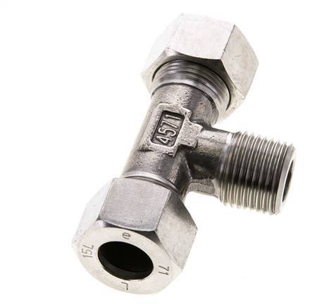 15L & R1/2'' Stainless Steel T-Shape Tee Cutting Fitting with Male Threads 315 bar ISO 8434-1