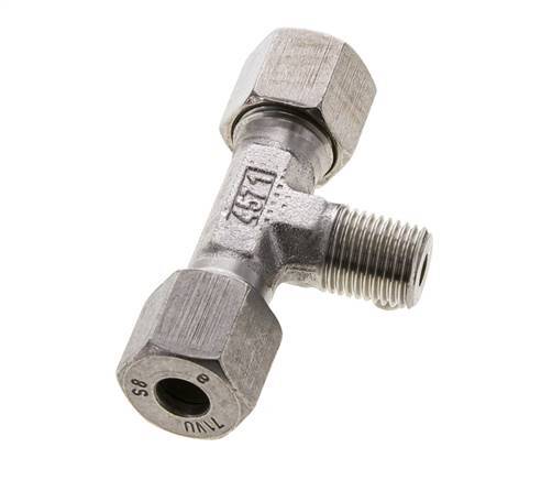8S & R1/4'' Stainless Steel T-Shape Tee Cutting Fitting with Male Threads 630 bar ISO 8434-1