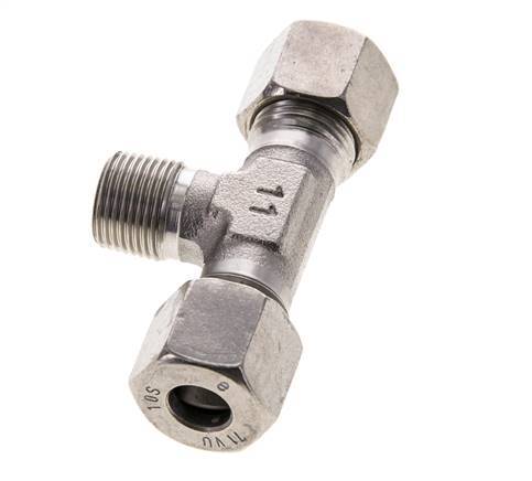 10S & R3/8'' Stainless Steel T-Shape Tee Cutting Fitting with Male Threads 630 bar ISO 8434-1