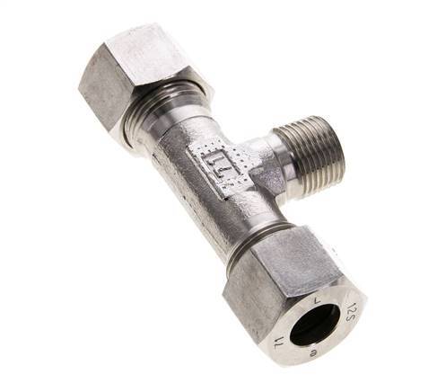 12S & R3/8'' Stainless Steel T-Shape Tee Cutting Fitting with Male Threads 630 bar ISO 8434-1