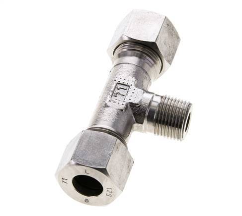 12S & R3/8'' Stainless Steel T-Shape Tee Cutting Fitting with Male Threads 630 bar ISO 8434-1
