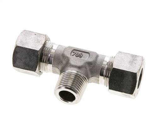 16S & R1/2'' Stainless Steel T-Shape Tee Cutting Fitting with Male Threads 400 bar ISO 8434-1