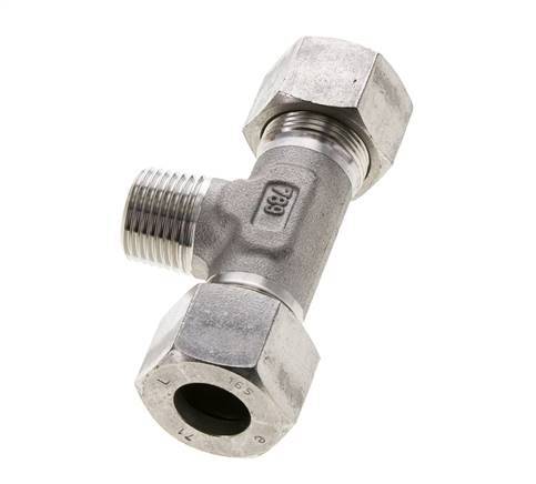 16S & R1/2'' Stainless Steel T-Shape Tee Cutting Fitting with Male Threads 400 bar ISO 8434-1