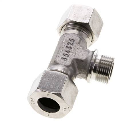 20S & G3/4'' Stainless Steel T-Shape Tee Cutting Fitting with Male Threads 400 bar ISO 8434-1