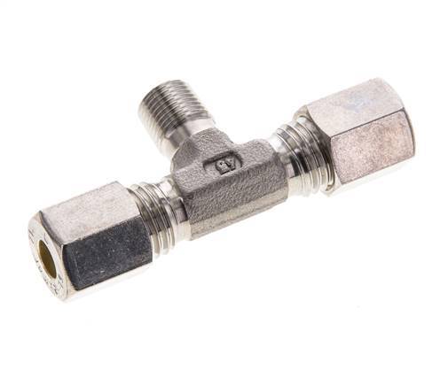 6L & R1/8'' Stainless Steel T-Shape Tee Compression Fitting with Male Threads 315 bar ISO 8434-1