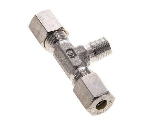 6L & R1/8'' Stainless Steel T-Shape Tee Compression Fitting with Male Threads 315 bar ISO 8434-1