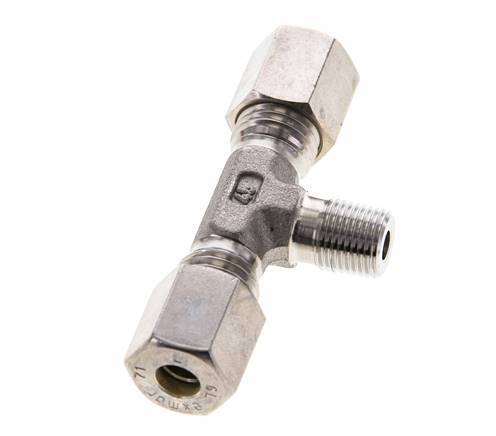 6L & R1/8'' Stainless Steel T-Shape Tee Compression Fitting with Male Threads 315 bar ISO 8434-1