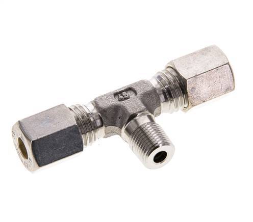 6L & R1/8'' Stainless Steel T-Shape Tee Compression Fitting with Male Threads 315 bar ISO 8434-1