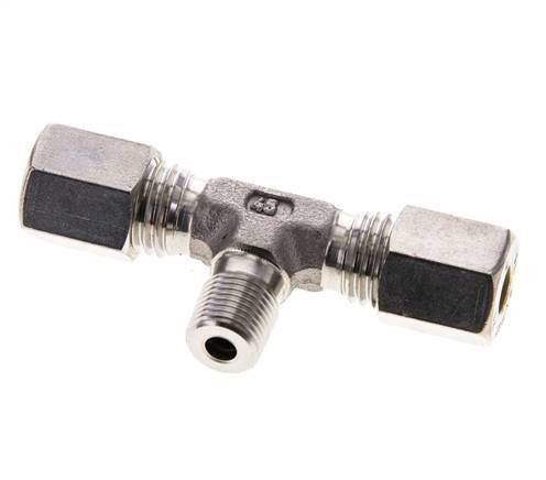 6L & R1/8'' Stainless Steel T-Shape Tee Compression Fitting with Male Threads 315 bar ISO 8434-1