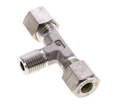 8L & R1/4'' Stainless Steel T-Shape Tee Compression Fitting with Male Threads 315 bar ISO 8434-1