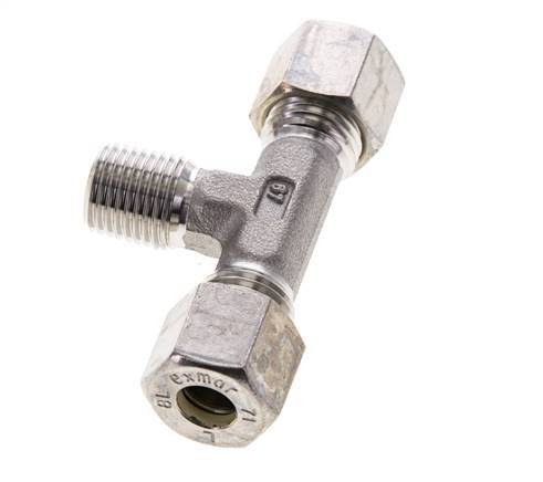 8L & R1/4'' Stainless Steel T-Shape Tee Compression Fitting with Male Threads 315 bar ISO 8434-1