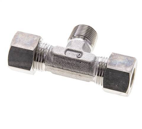 12L & R3/8'' Stainless Steel T-Shape Tee Compression Fitting with Male Threads 315 bar ISO 8434-1