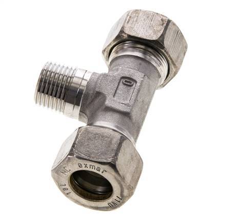 18L & R1/2'' Stainless Steel T-Shape Tee Compression Fitting with Male Threads 315 bar ISO 8434-1