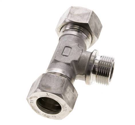 22L & G3/4'' Stainless Steel T-Shape Tee Compression Fitting with Male Threads 160 bar ISO 8434-1