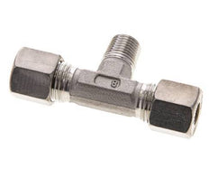 8S & R1/4'' Stainless Steel T-Shape Tee Compression Fitting with Male Threads 500 bar ISO 8434-1