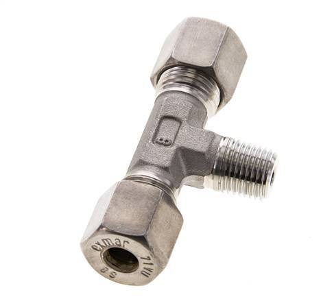 8S & R1/4'' Stainless Steel T-Shape Tee Compression Fitting with Male Threads 500 bar ISO 8434-1