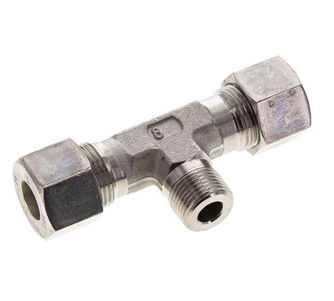 12S & R3/8'' Stainless Steel T-Shape Tee Compression Fitting with Male Threads 400 bar ISO 8434-1