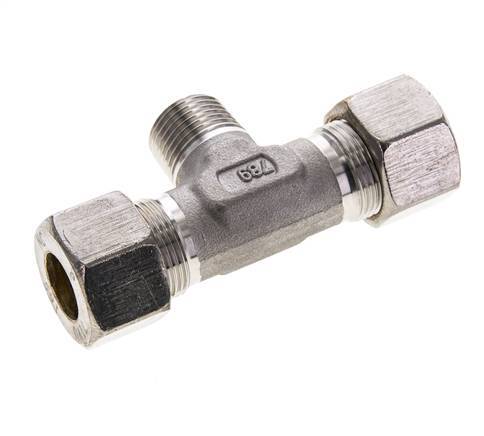 16S & R1/2'' Stainless Steel T-Shape Tee Compression Fitting with Male Threads 400 bar ISO 8434-1