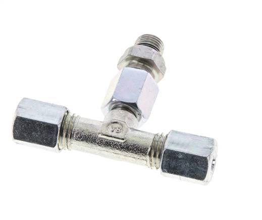 6L & M10x1 Zink plated Steel T-Shape Tee Cutting Fitting with Male Threads 315 bar Adjustable ISO 8434-1