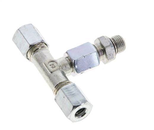 6L & M10x1 Zink plated Steel T-Shape Tee Cutting Fitting with Male Threads 315 bar Adjustable ISO 8434-1