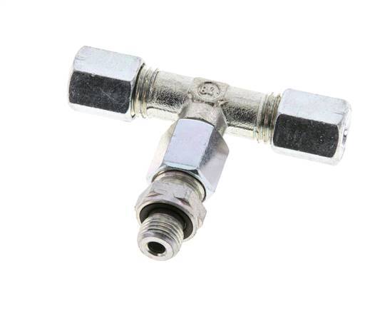 6L & M10x1 Zink plated Steel T-Shape Tee Cutting Fitting with Male Threads 315 bar Adjustable ISO 8434-1
