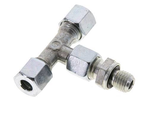 8L & M12x1.5 Zink plated Steel T-Shape Tee Cutting Fitting with Male Threads 315 bar Adjustable ISO 8434-1