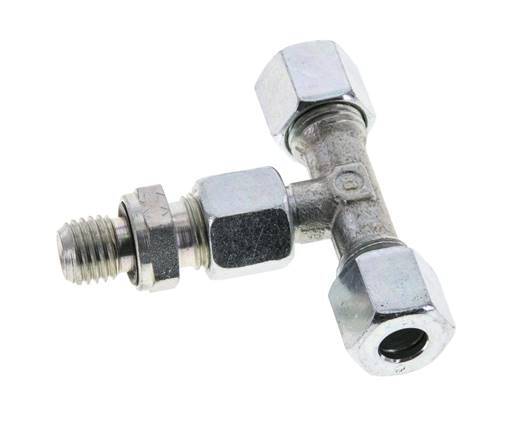 8L & M12x1.5 Zink plated Steel T-Shape Tee Cutting Fitting with Male Threads 315 bar Adjustable ISO 8434-1