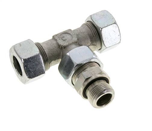 18L & M22x1.5 Zink plated Steel T-Shape Tee Cutting Fitting with Male Threads 315 bar Adjustable ISO 8434-1