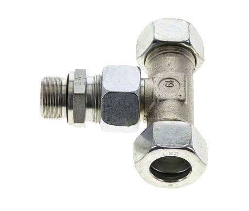 22L & M26x1.5 Zink plated Steel T-Shape Tee Cutting Fitting with Male Threads 160 bar Adjustable ISO 8434-1