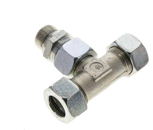 22L & M26x1.5 Zink plated Steel T-Shape Tee Cutting Fitting with Male Threads 160 bar Adjustable ISO 8434-1