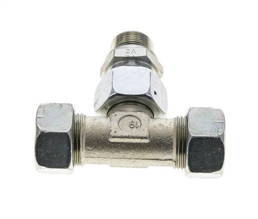 22L & M26x1.5 Zink plated Steel T-Shape Tee Cutting Fitting with Male Threads 160 bar Adjustable ISO 8434-1