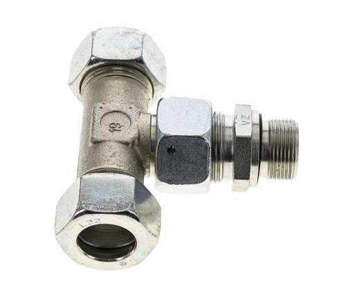 22L & M26x1.5 Zink plated Steel T-Shape Tee Cutting Fitting with Male Threads 160 bar Adjustable ISO 8434-1