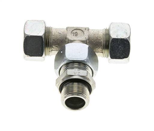 22L & M26x1.5 Zink plated Steel T-Shape Tee Cutting Fitting with Male Threads 160 bar Adjustable ISO 8434-1