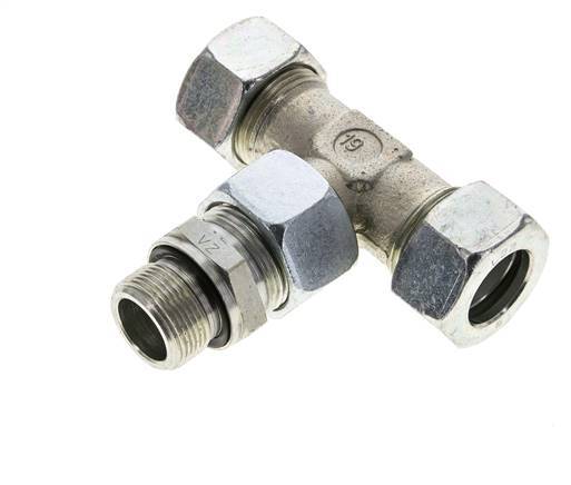 22L & M26x1.5 Zink plated Steel T-Shape Tee Cutting Fitting with Male Threads 160 bar Adjustable ISO 8434-1