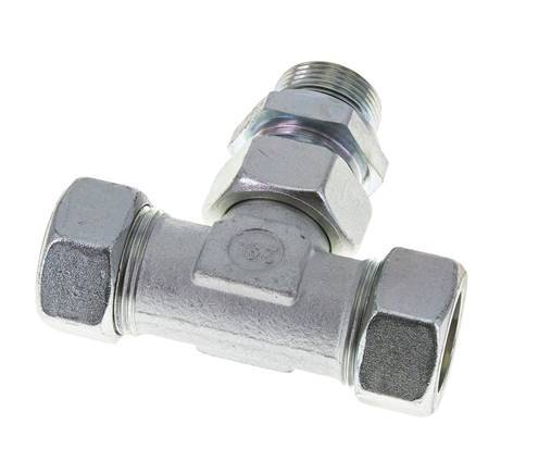 28L & M33x2 Zink plated Steel T-Shape Tee Cutting Fitting with Male Threads 160 bar Adjustable ISO 8434-1