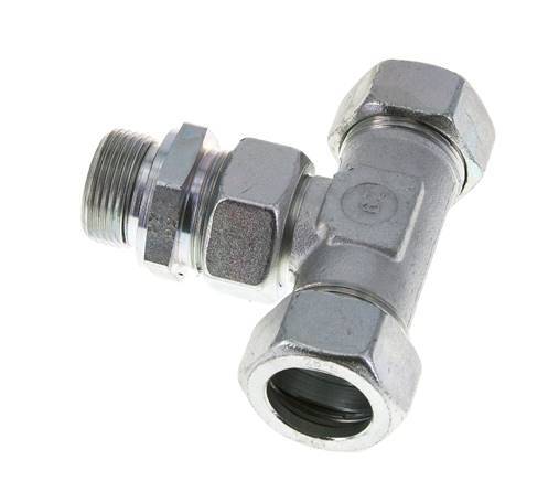 28L & M33x2 Zink plated Steel T-Shape Tee Cutting Fitting with Male Threads 160 bar Adjustable ISO 8434-1
