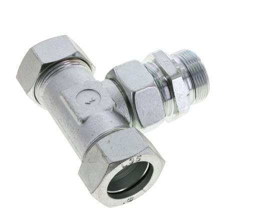 35L & M42x2 Zink plated Steel T-Shape Tee Cutting Fitting with Male Threads 160 bar Adjustable ISO 8434-1