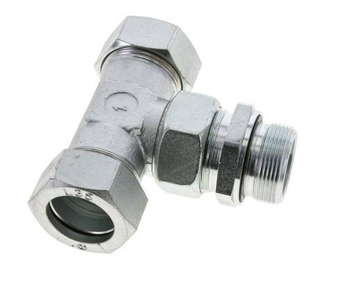35L & M42x2 Zink plated Steel T-Shape Tee Cutting Fitting with Male Threads 160 bar Adjustable ISO 8434-1