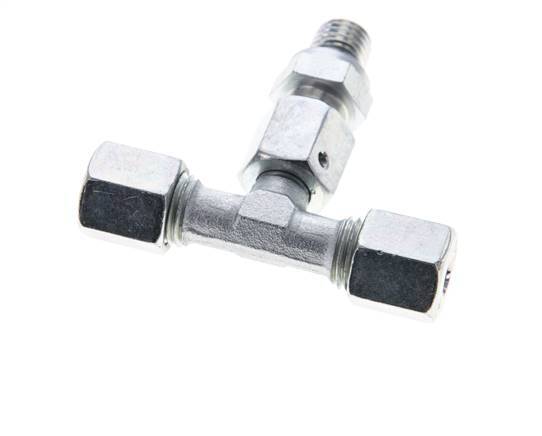 6S & M12x1.5 Zink plated Steel T-Shape Tee Cutting Fitting with Male Threads 630 bar Adjustable ISO 8434-1