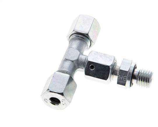 6S & M12x1.5 Zink plated Steel T-Shape Tee Cutting Fitting with Male Threads 630 bar Adjustable ISO 8434-1