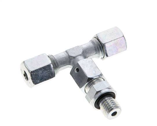 6S & M12x1.5 Zink plated Steel T-Shape Tee Cutting Fitting with Male Threads 630 bar Adjustable ISO 8434-1