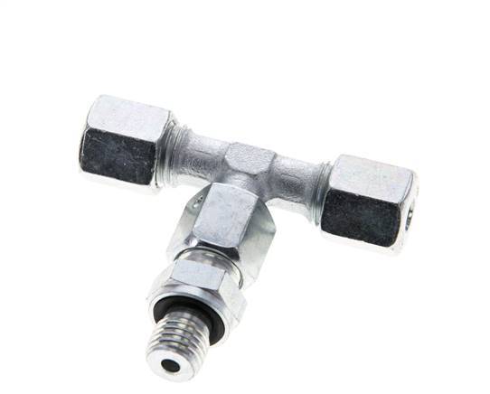 6S & M12x1.5 Zink plated Steel T-Shape Tee Cutting Fitting with Male Threads 630 bar Adjustable ISO 8434-1