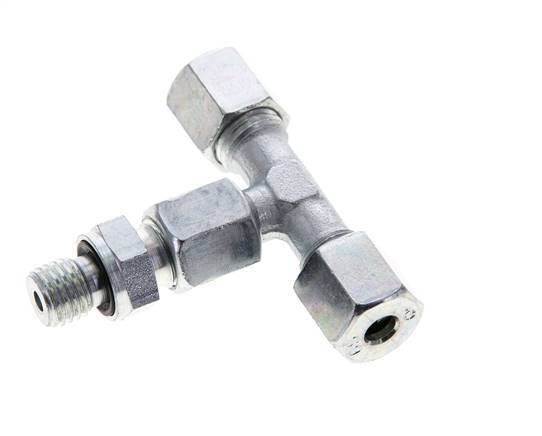 6S & M12x1.5 Zink plated Steel T-Shape Tee Cutting Fitting with Male Threads 630 bar Adjustable ISO 8434-1