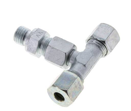 8S & M14x1.5 Zink plated Steel T-Shape Tee Cutting Fitting with Male Threads 630 bar Adjustable ISO 8434-1