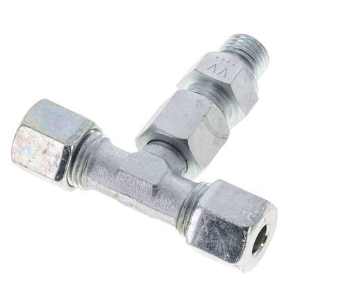 8S & M14x1.5 Zink plated Steel T-Shape Tee Cutting Fitting with Male Threads 630 bar Adjustable ISO 8434-1