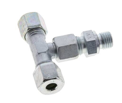 8S & M14x1.5 Zink plated Steel T-Shape Tee Cutting Fitting with Male Threads 630 bar Adjustable ISO 8434-1