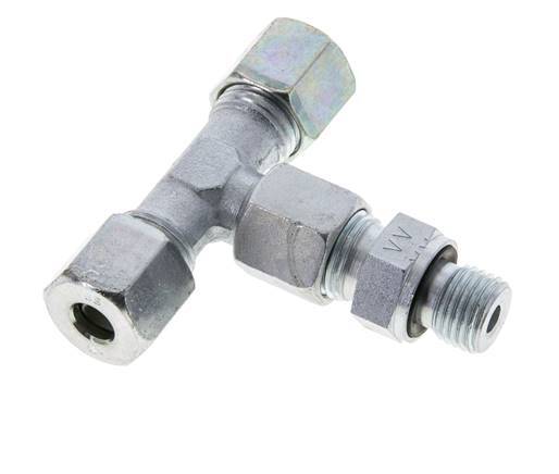 8S & M14x1.5 Zink plated Steel T-Shape Tee Cutting Fitting with Male Threads 630 bar Adjustable ISO 8434-1