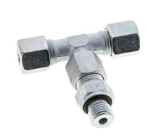 8S & M14x1.5 Zink plated Steel T-Shape Tee Cutting Fitting with Male Threads 630 bar Adjustable ISO 8434-1