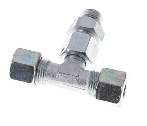 10S & M16x1.5 Zink plated Steel T-Shape Tee Cutting Fitting with Male Threads 630 bar Adjustable ISO 8434-1